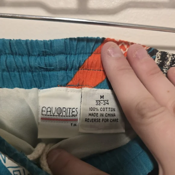 80s 90s Retro Vintage Colorful Geometric Patterned Swim Trunk Shorts - Picture 5 of 7